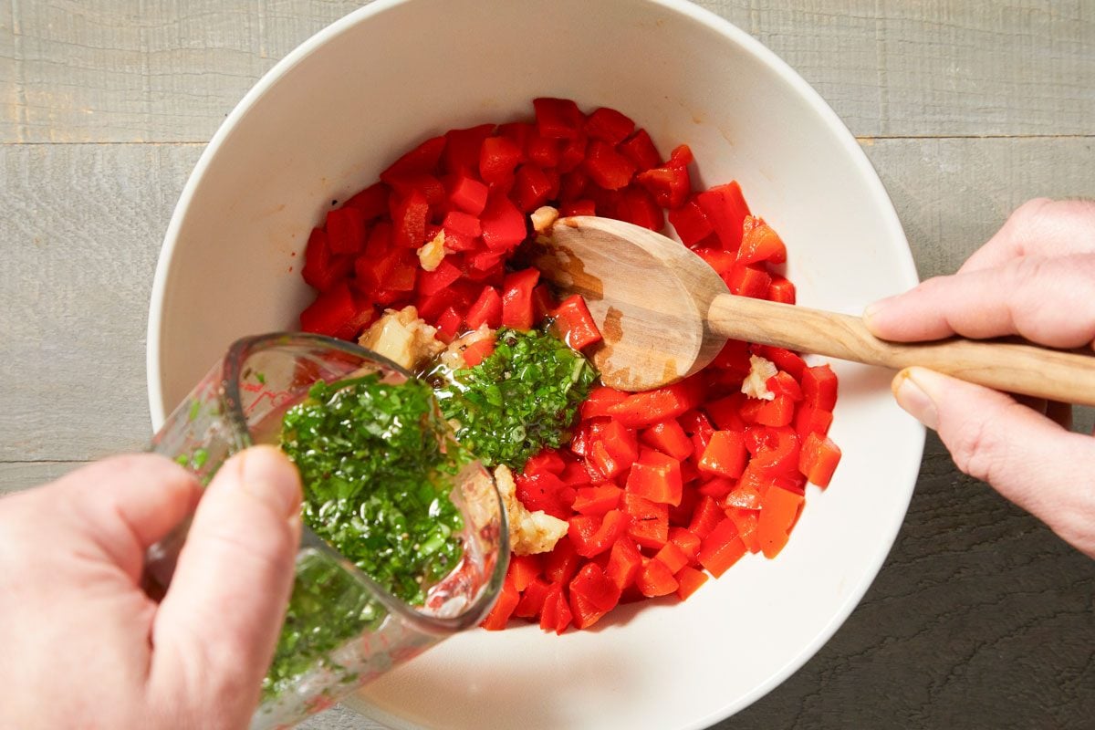 add parsley mix in the peppers