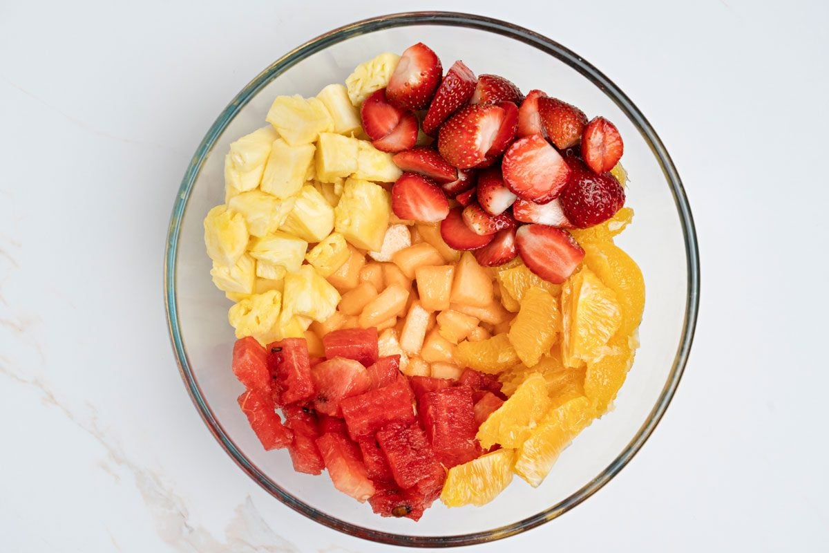 stir in remaining fruits