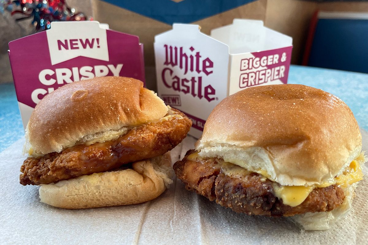 White Castles New Crispy Chicken Slider on a table