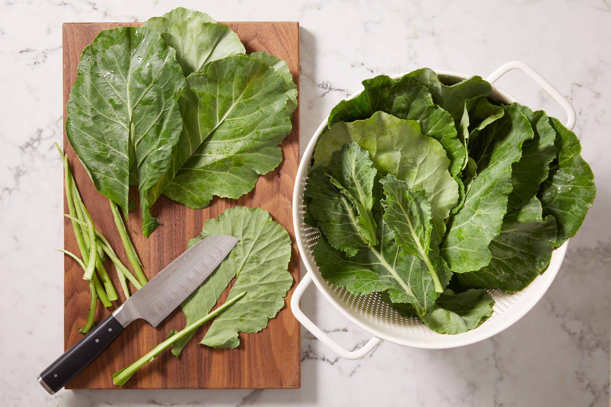Wash collards thoroughly
