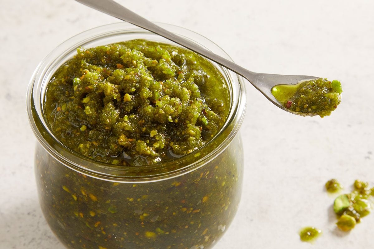 3/4 shot of Pistachio Pesto;