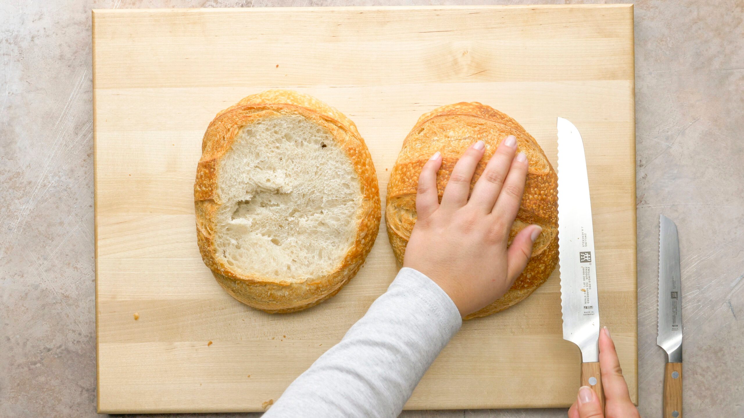 Cut The Top Third Off Each Loaf Of Bread