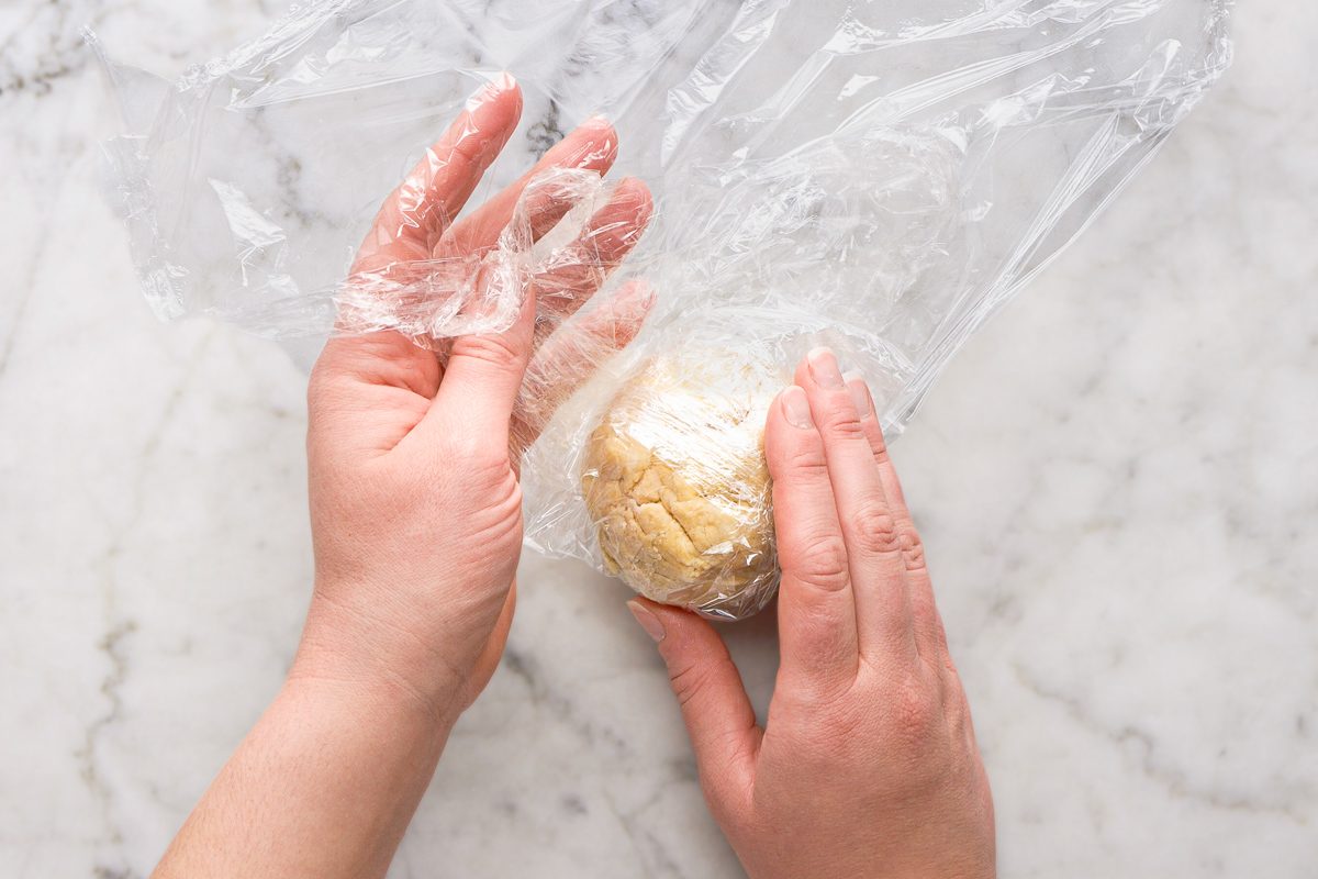 wrapping dough ball