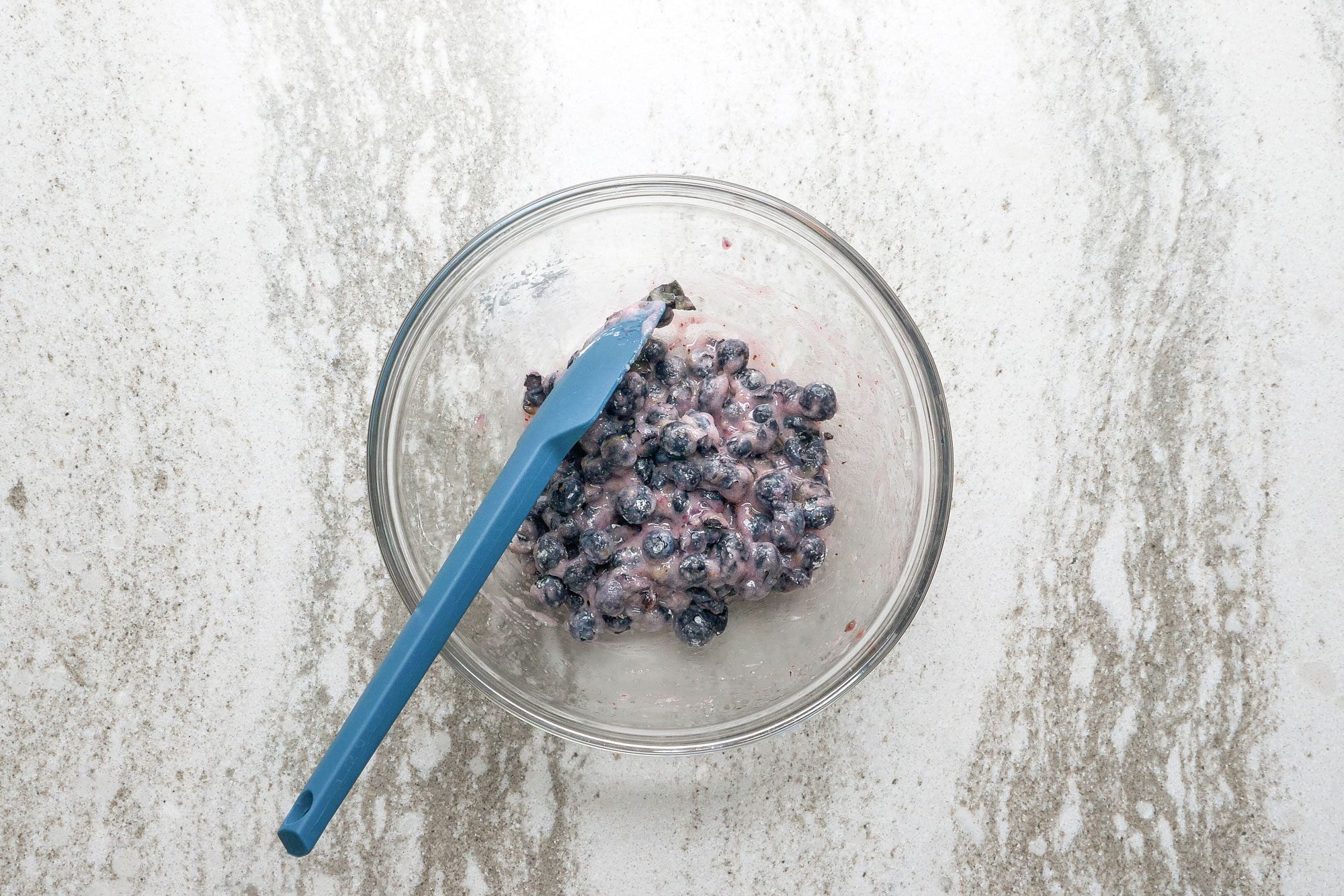 Crush half the blueberries; Sift together sugar and cornstarch