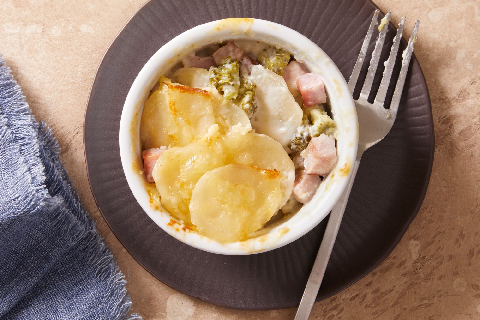 Overhead shot of Broccoli Scalloped Potatoes