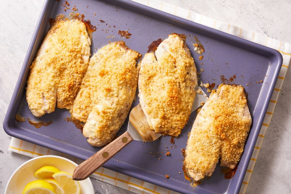 Overhead shot of Dijon-Crusted Fish