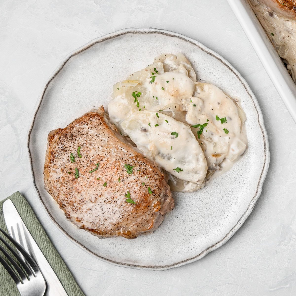 Pork Chops and Scalloped Potatoes with Mushroom Soup