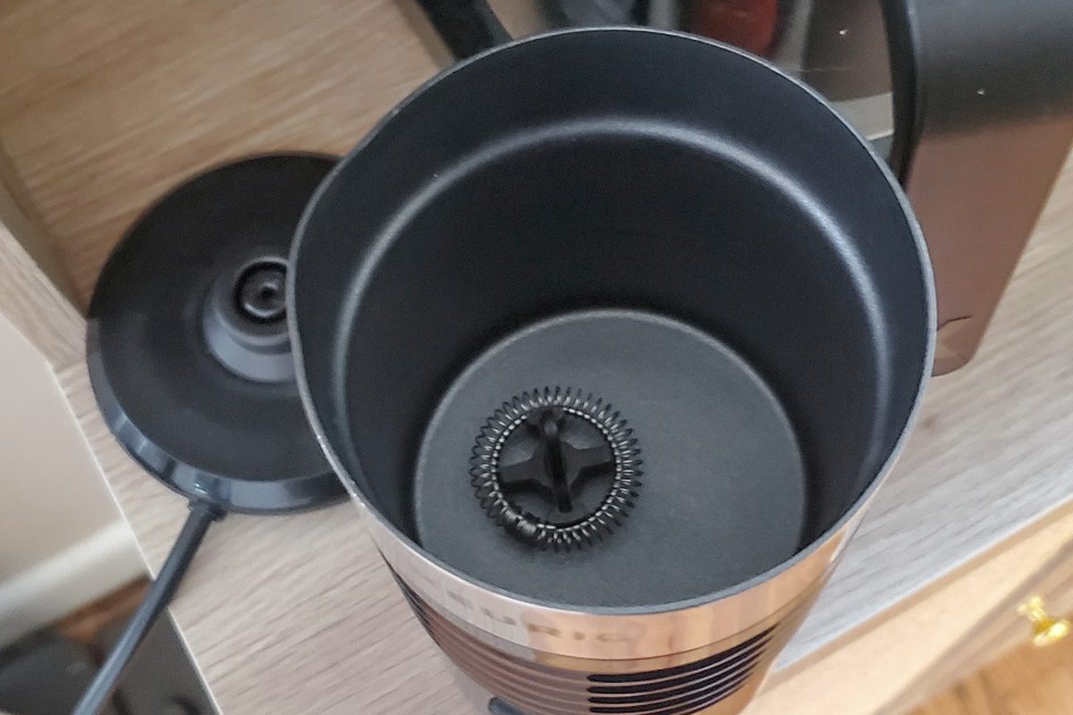 top view inside keurig's milk frother