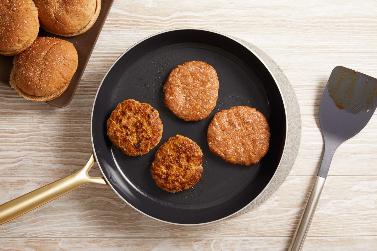 cooked patties in a skillet