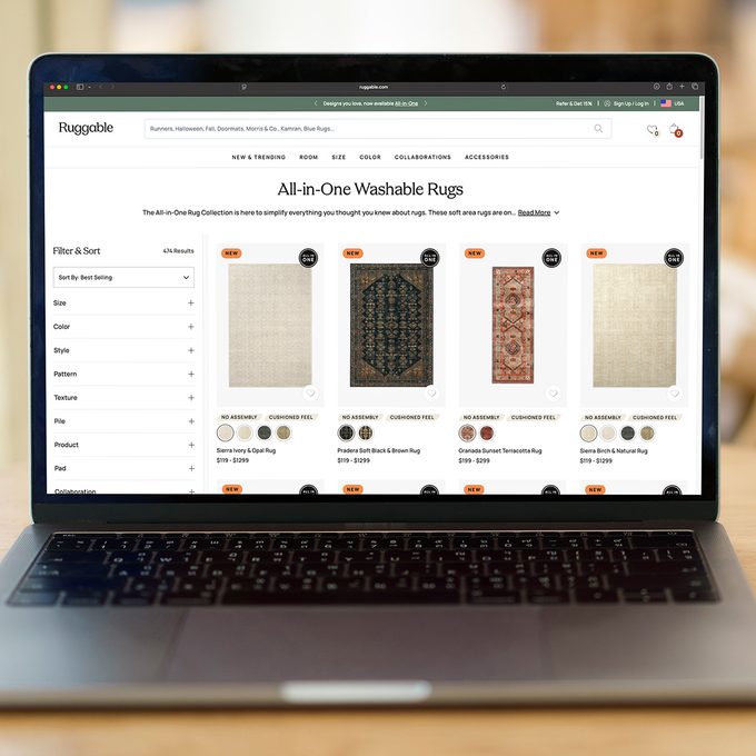 Ruggable Website opened on a Laptop Screen