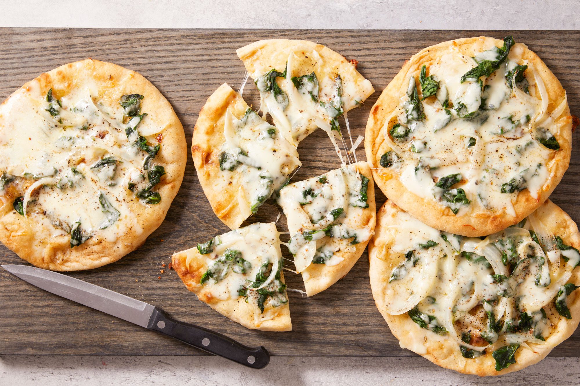 Overhead shot of Spinach Flatbreads