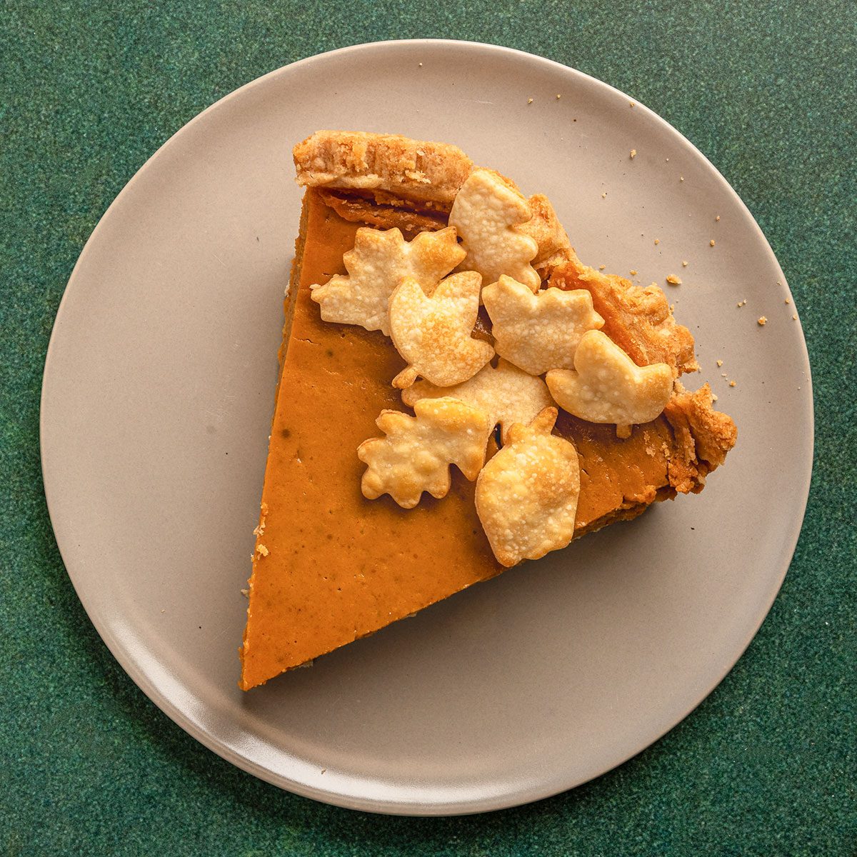 The Costco Pumpkin Pie with crust cut outs on top