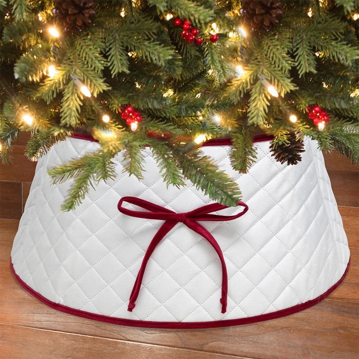Ivory Quilted Christmas Tree Stand Band Via Walmart.com