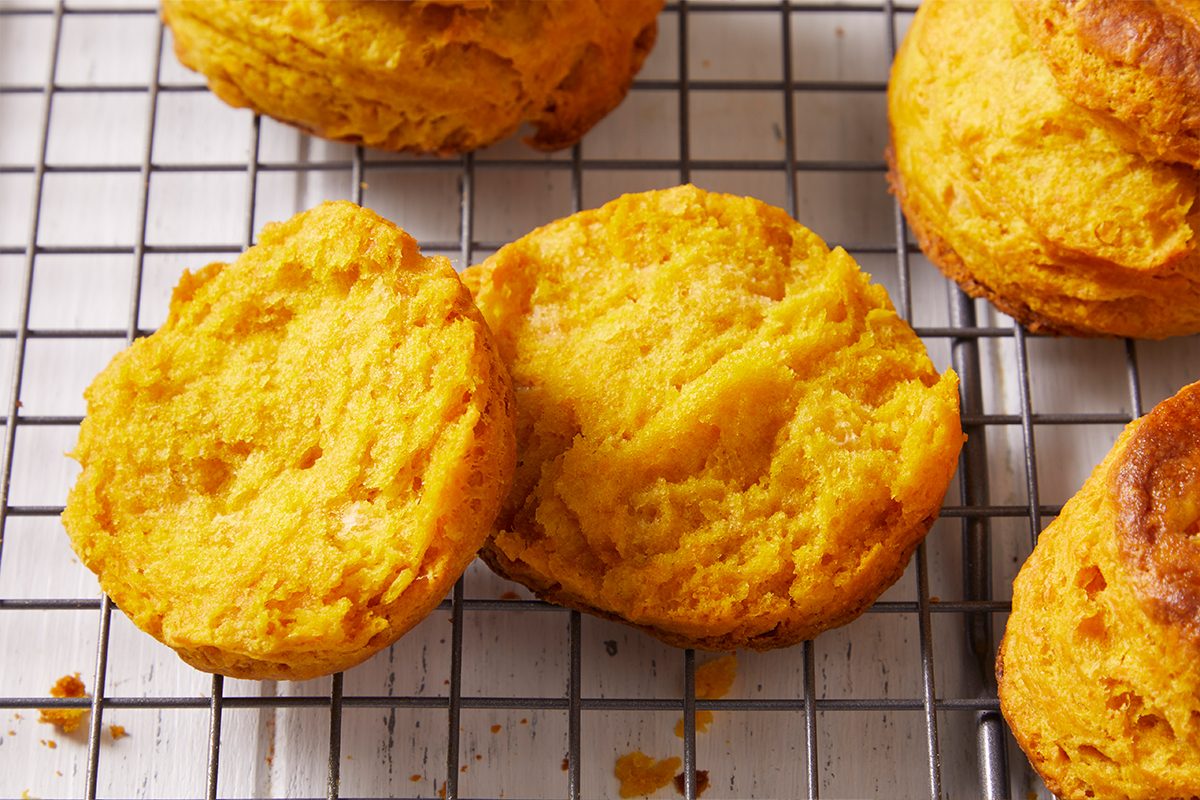Pumpkin Biscuits on a counter top