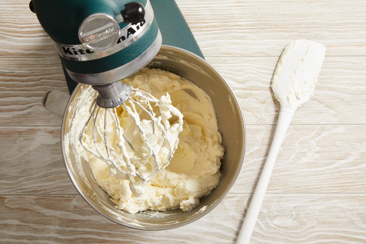 cooled milk mixture beat in with butter mixture