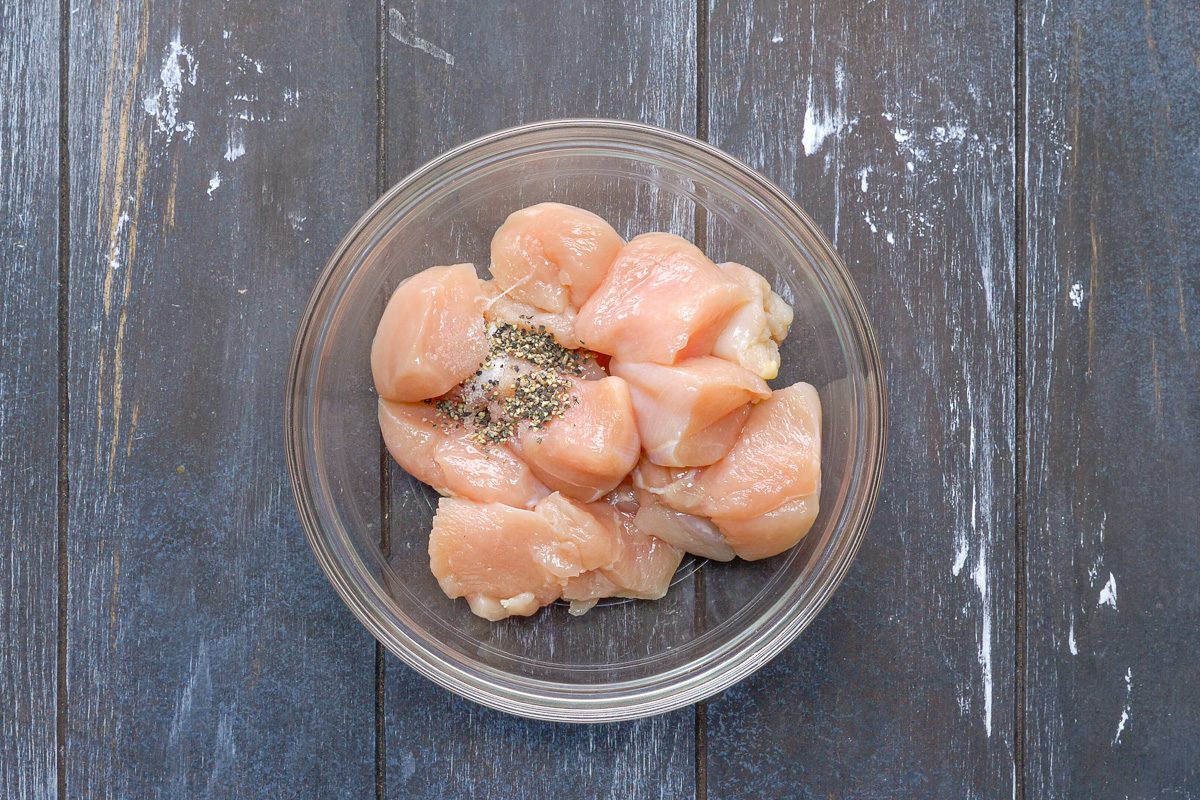 chicken sprinkled with salt and pepper