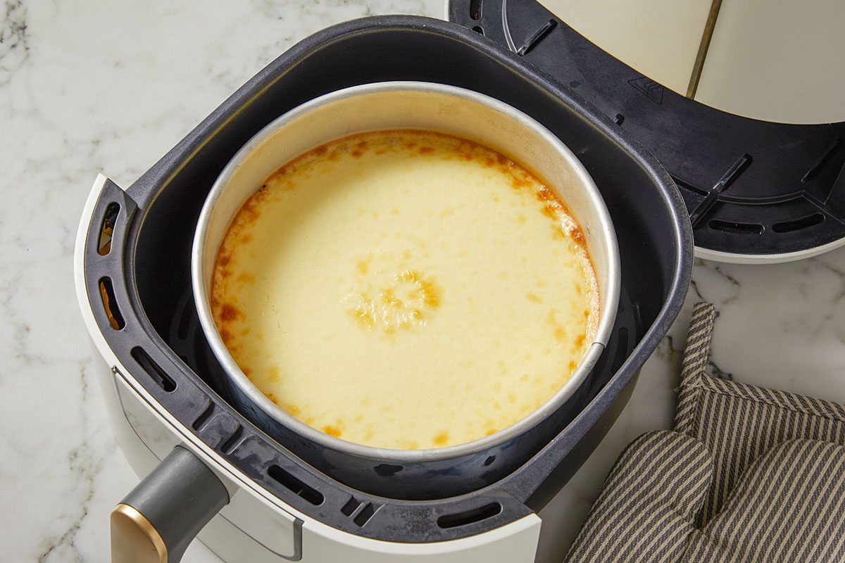 cooked cake in the pan