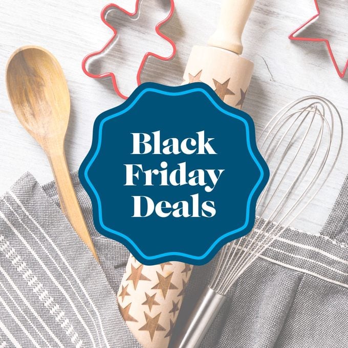 Black Friday Deals text over a background of baking items on a kitchen counter