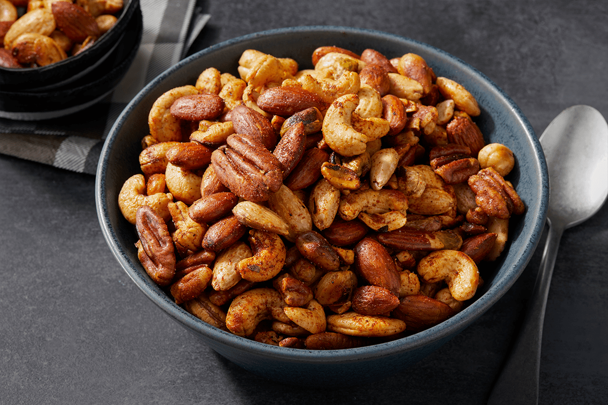 Spicy Nut Mix in a bowl