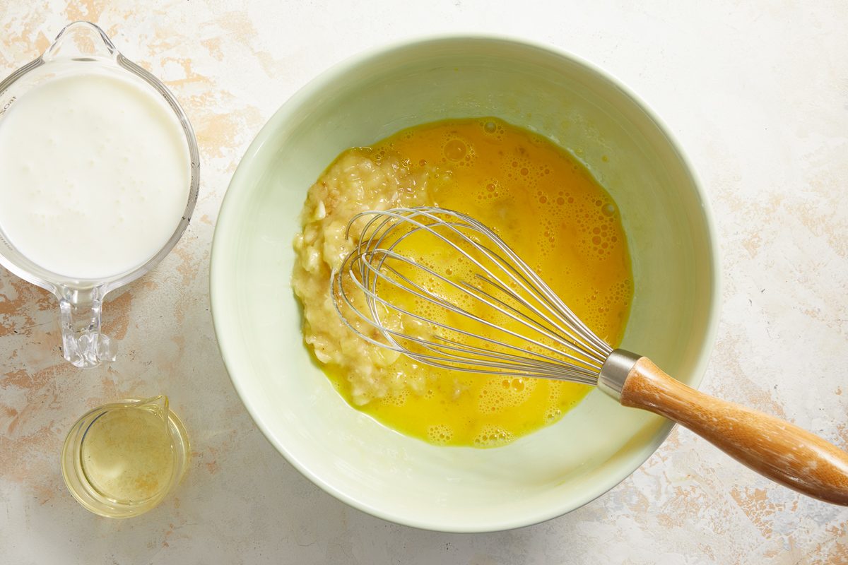beating eggs in a bowl