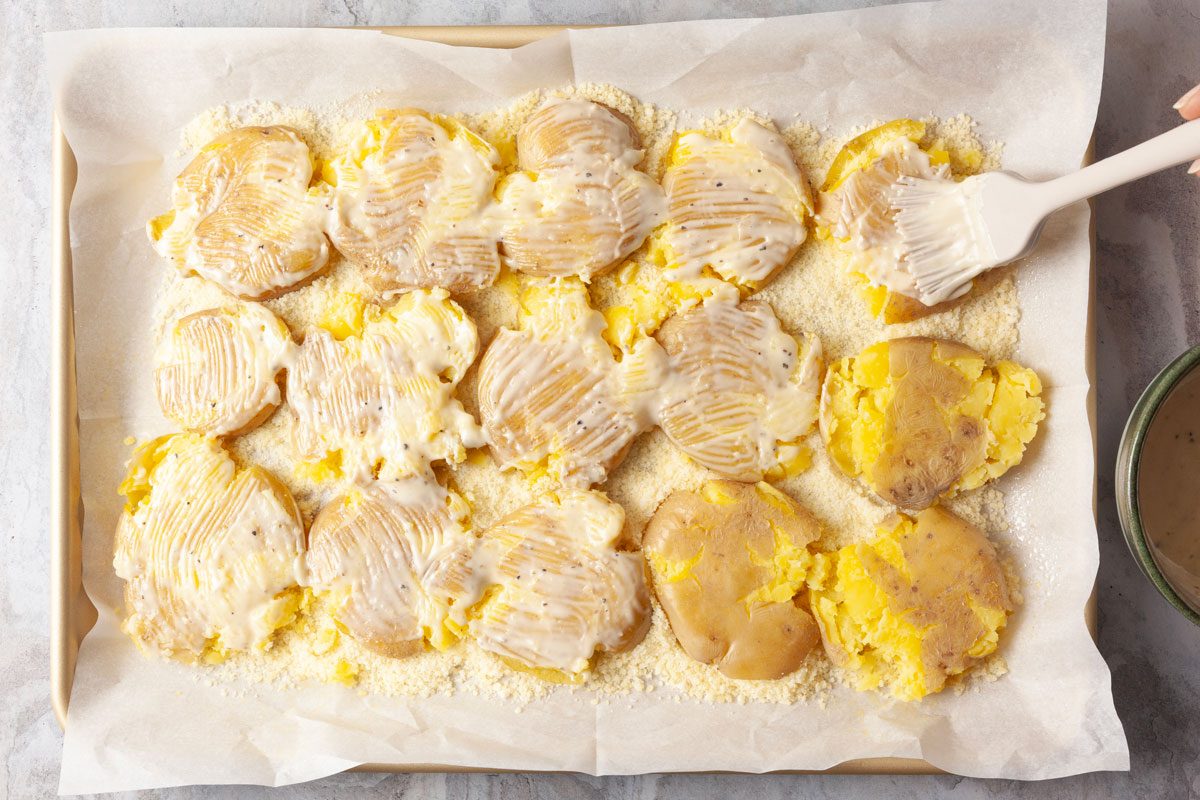 Caesar Smashed Potatoes 